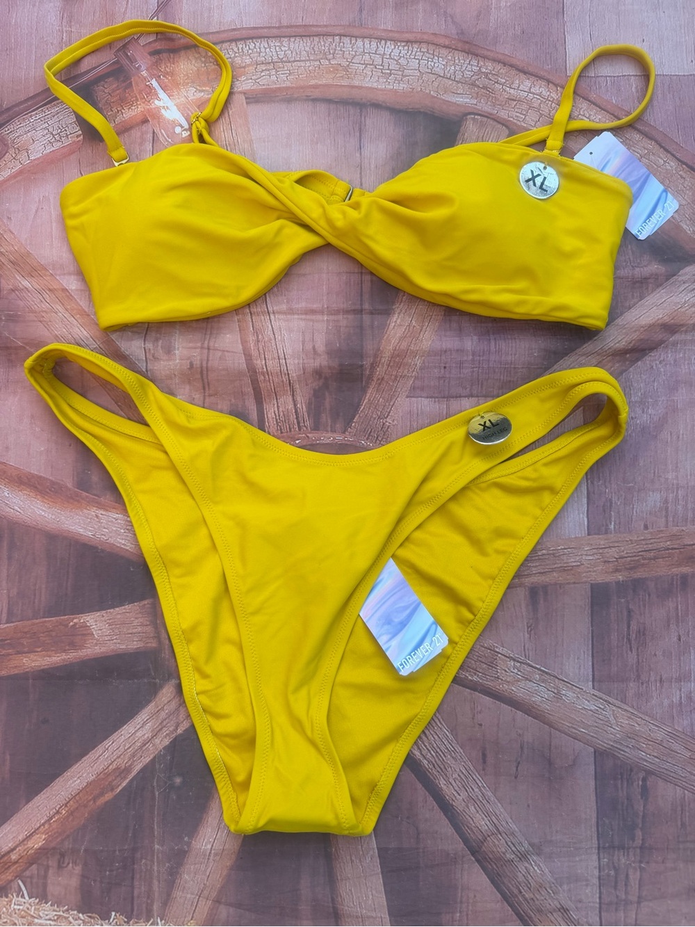 Yellow Twist-Front Bikini Set - Women Swim Forever 21